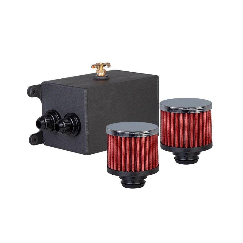 Universal 1.1L 2 ports AN10 Accessories Oil Fuel Oil catch Tank with 2 air filters and Oil Storage Tank can hold fan Kit