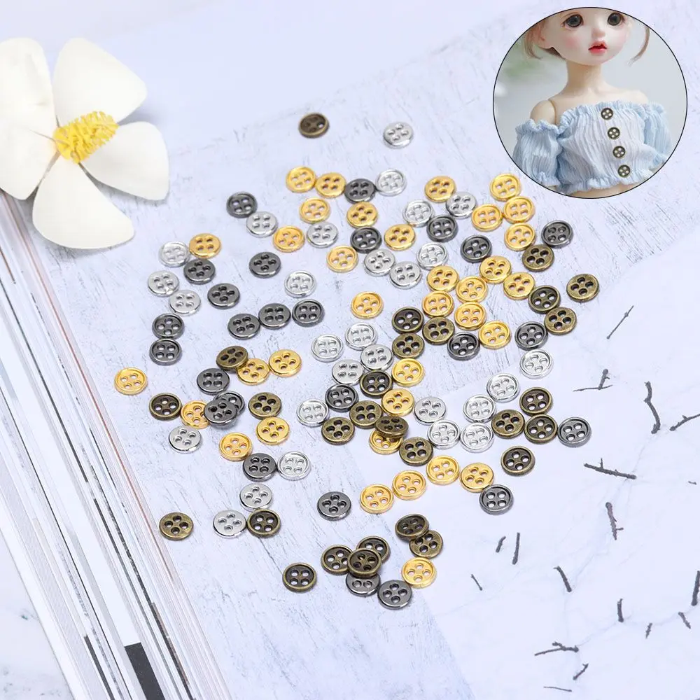 20pcs 6mm Metal Mini Buttons For Doll Clothing Sewing Buckle DIY Doll Clothes Bags Craft Dollhoues Miniature Accessories