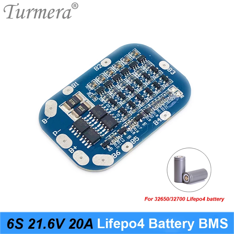 Turmera-Module de carte protégée pour batterie au lithium et fer BMS, tournevis et vélo électrique, 6S, 20A, 19.2V, 21.6V, 32650, 32700, veFePO4