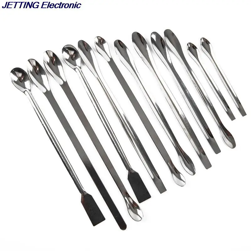 Hot Koop 12 Stuks Rvs Lab Lepel Spatel/Laboratorium Bemonstering Lepel Mengen Micro Spatel Scoop