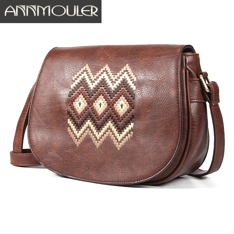 Annmouler-Bolso de hombro Vintage para mujer, bandolera bordada, pequeño, de calidad, a la moda