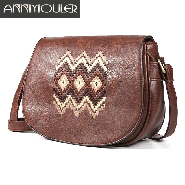 Annmouler moda torba na ramię Vintage kobiety torebka torebka haft torba jakość mała torba dla dziewczynek torba Crossbody