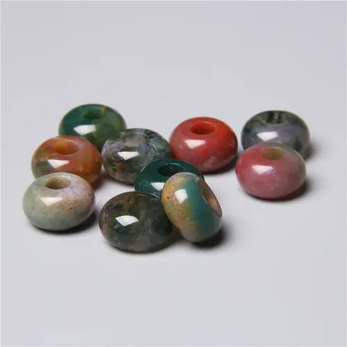 10pcs/Lot 8x14mm 5mm Big Hole Natural Round Jades Jaspe Stone Crystal Spacer Beads Charm Pendant For Jewelry Making Accessories - Image 39