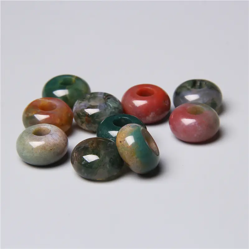 10pcs/Lot 8x14mm 5mm Big Hole Natural Round Jades Jaspe Stone Crystal Spacer Beads Charm Pendant For Jewelry Making Accessories - Image 39