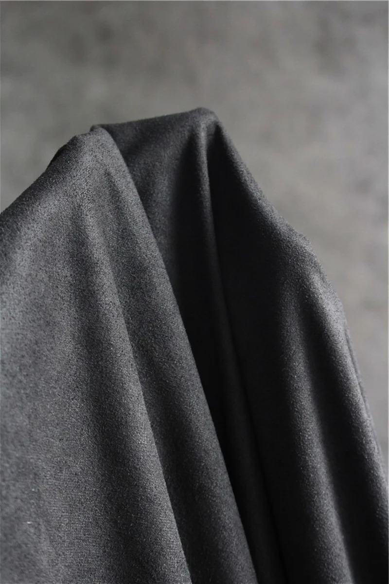 0.2mm Suede Fabric Black Faux Suede Fleece DIY Decor Sofa Pillow Decor Autumn Winter Coat Clothes Designer Fabric