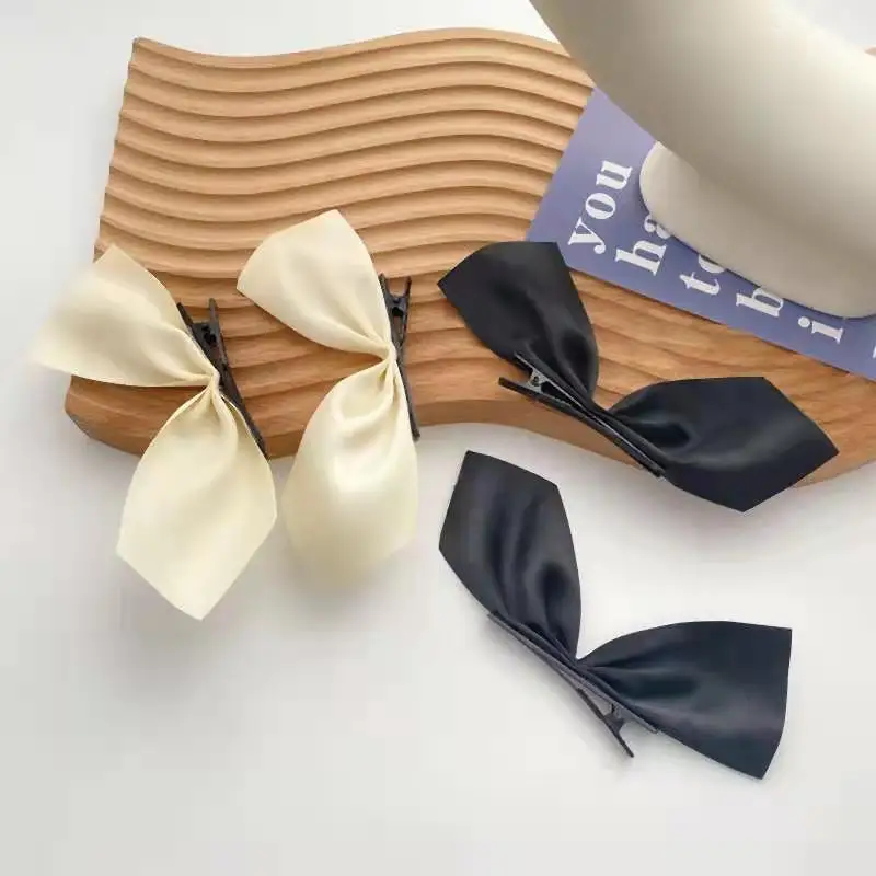 Hair cliw Black Ribbon Hair Bows for Women Clips Vintage Bowknot Side Hairpin Barrettes Headdress Hair Accessories