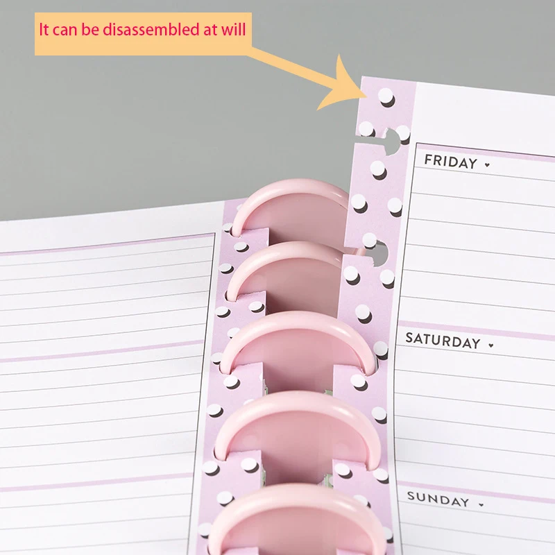 Pink Mushroom Hole Binding Discs Notebook Binder Rings Mushroom Planner Button 360 Degree Foldable DIY Scrapbook Accessories