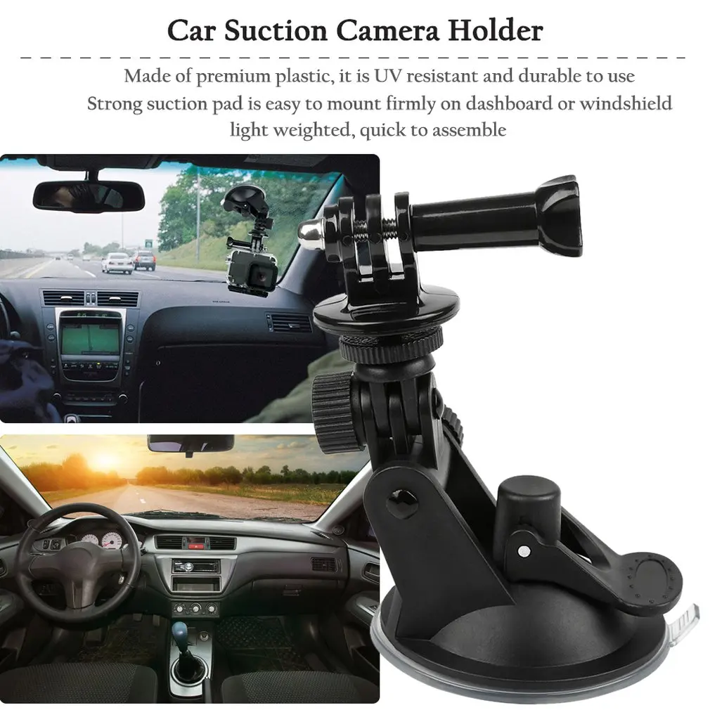 Đa Năng Ô Tô Xe Hút Adapter Gắn Kính Chắn Gió Giá Đỡ Chân Đế Camera Hành Động Phụ Kiện Cho Gopro Hero 1 2 3 4 Đen nhựa