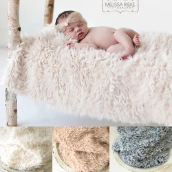 80CM Soft Faux Fur Rug Blanket For Newborn Photography Props Backdrop Baby Posing Shoot Photo  Basket Stuffer Studio Accessories