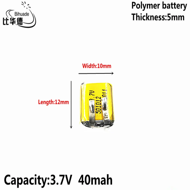 3.7V 40 mAh 501012 Li batteria i Polimeri Li Batteria i baterie do ładowania 3D mp3 penna di Registrazio