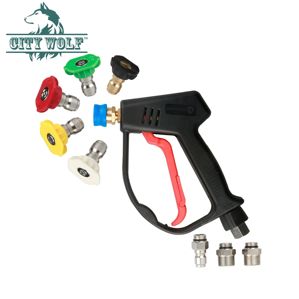 4000PSI High Pressure Washer  Gun Spary Water Gun G3/8 Adaptor  Car Cleaning Tool With 5PCS Metal Nozzle City Wolf Car Accessory