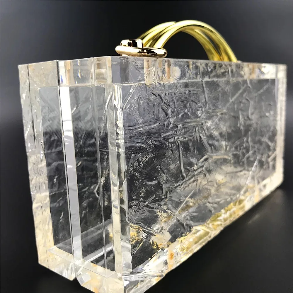 Transparent totes bag Clear acrylic PVC plastic box bag women vintage retro evening party handbag summer bag