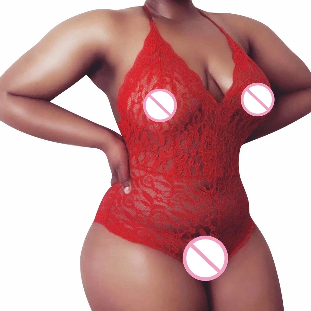 Sexy rendas sexy bodysuit roupa interior pijamas grande tamanho bodysuit tentação transparente lingerie terno sleepwear mulher