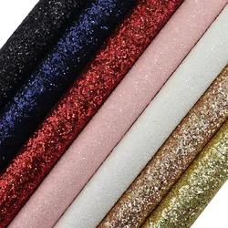 30x134cm Roll Red Black Blue Plain Dyed Chunky Glitter Fabric Leather For Bows Earring Home Decoration Bag DIY AY071