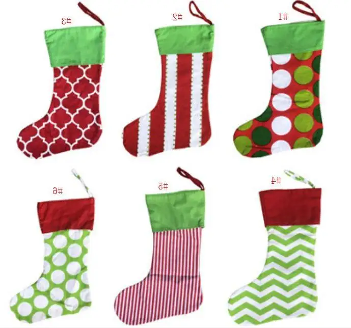 

Wholesale Xmas Stocking Gift Bag Stripe Polka Dots Print Christmas Sock Christmas Decorations Free Shipping Wholesale