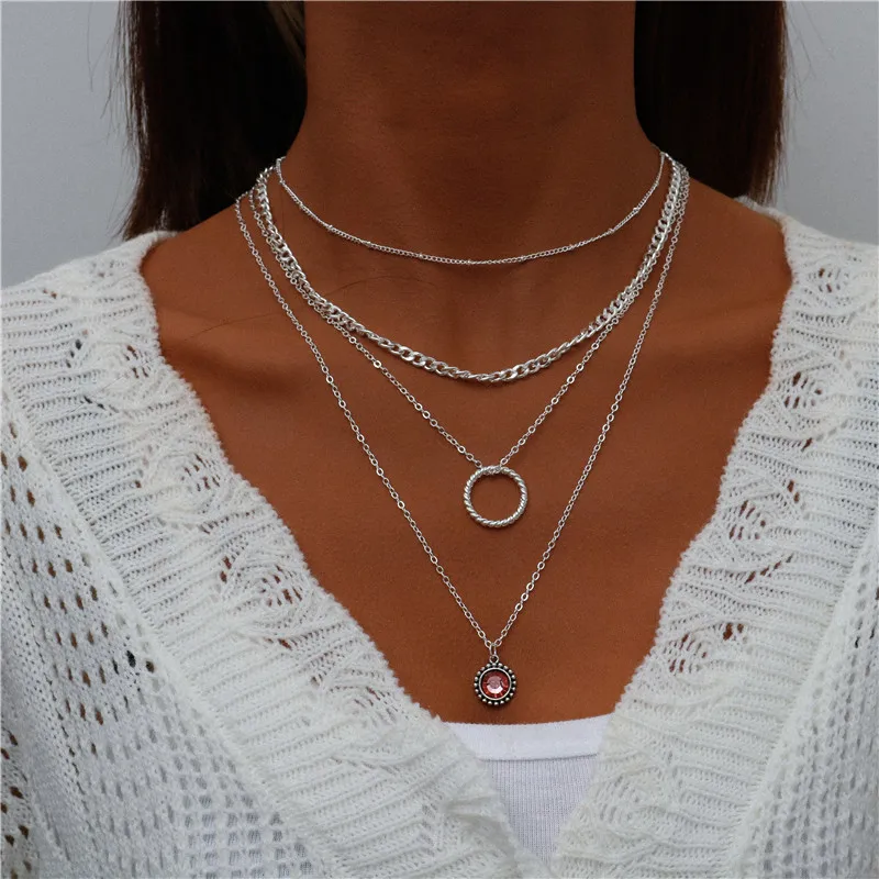 Tenande Bohemian Mehrschichtige Halskette für Frauen Vintage Wassertropfen Münze Stern Mond Anhänger Halskette Geometrisches Collier Collares – Detail 19