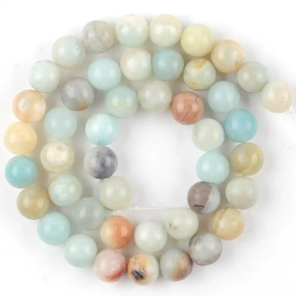 Natural Stone Beads Multicolor Amazonite Round Loose Beads For Jewelry Making Diy Bracelet Charms Accessories 4 6 8 10 12mm 15”