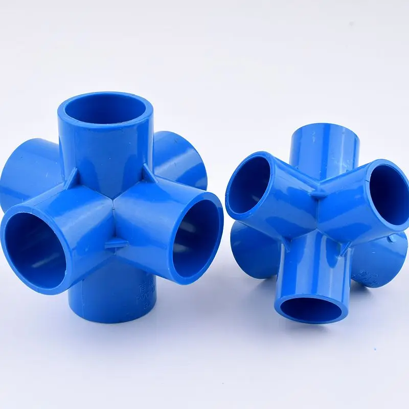 

2-15Pcs 20/25/32mm Blue PVC Six-dimensional Connectors Garden Irrigation Water Pipe Connector Aquarium Adapter Pipe Adapter DIY