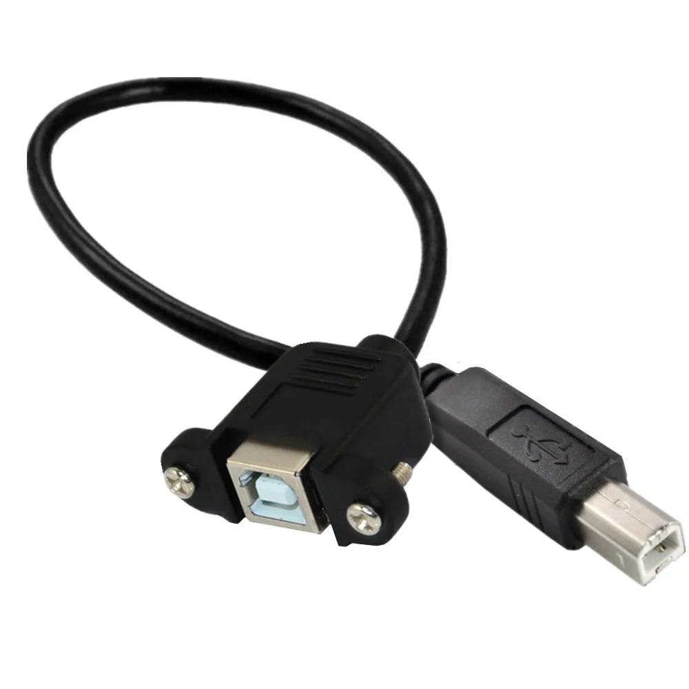 USB2.0 B Type 90 degree Up & Down & Left & Right Angled Male to Female Panel Mount Extension Cable Printer Adapter 0.5m