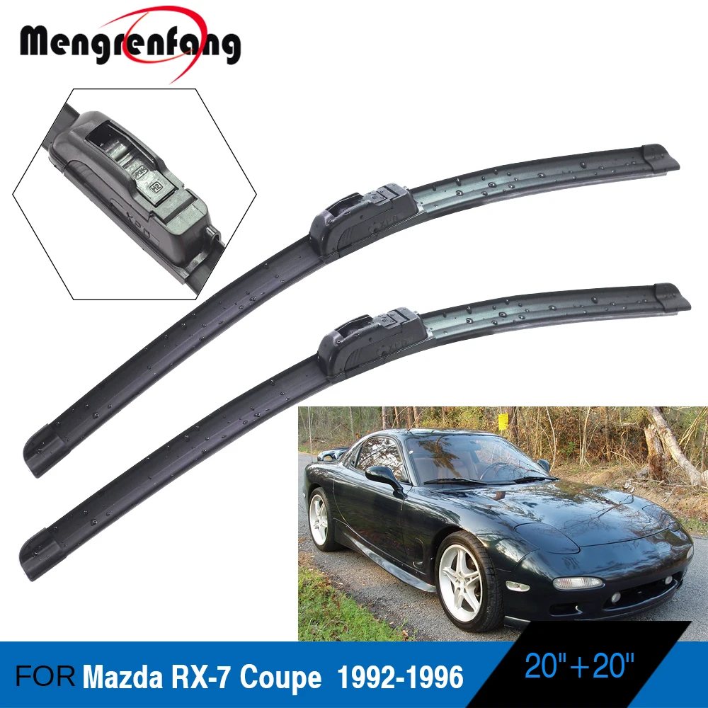 For Mazda RX-7 Coupe Car Front Windscreen Wiper Blades Soft Rubber Wiper J Hook Arms 1992 1993 1994 1995 1996