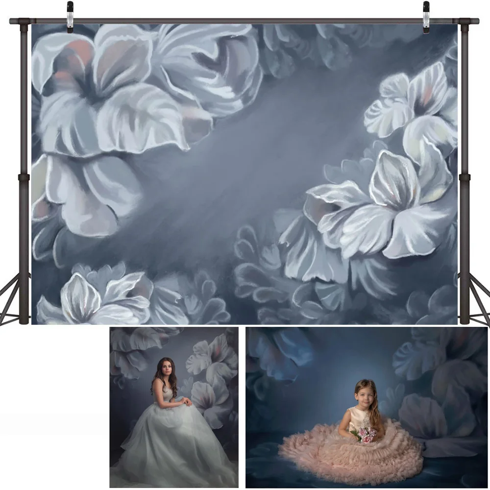 Abstract Flowers Hand Painted Backdrop Photography Retro Floral Texture Newborn Baby Adult Portrait Background Photo Shoot Props