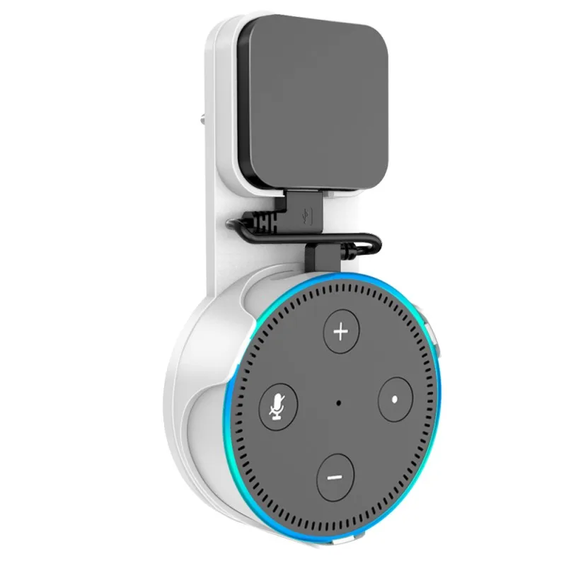 Supporto A Parete DAM DMZ093WH Per Echo Dot (2ª/3ª Gen), Echo Spot E Google Home Mini – Bianco Con Organizer Cavi