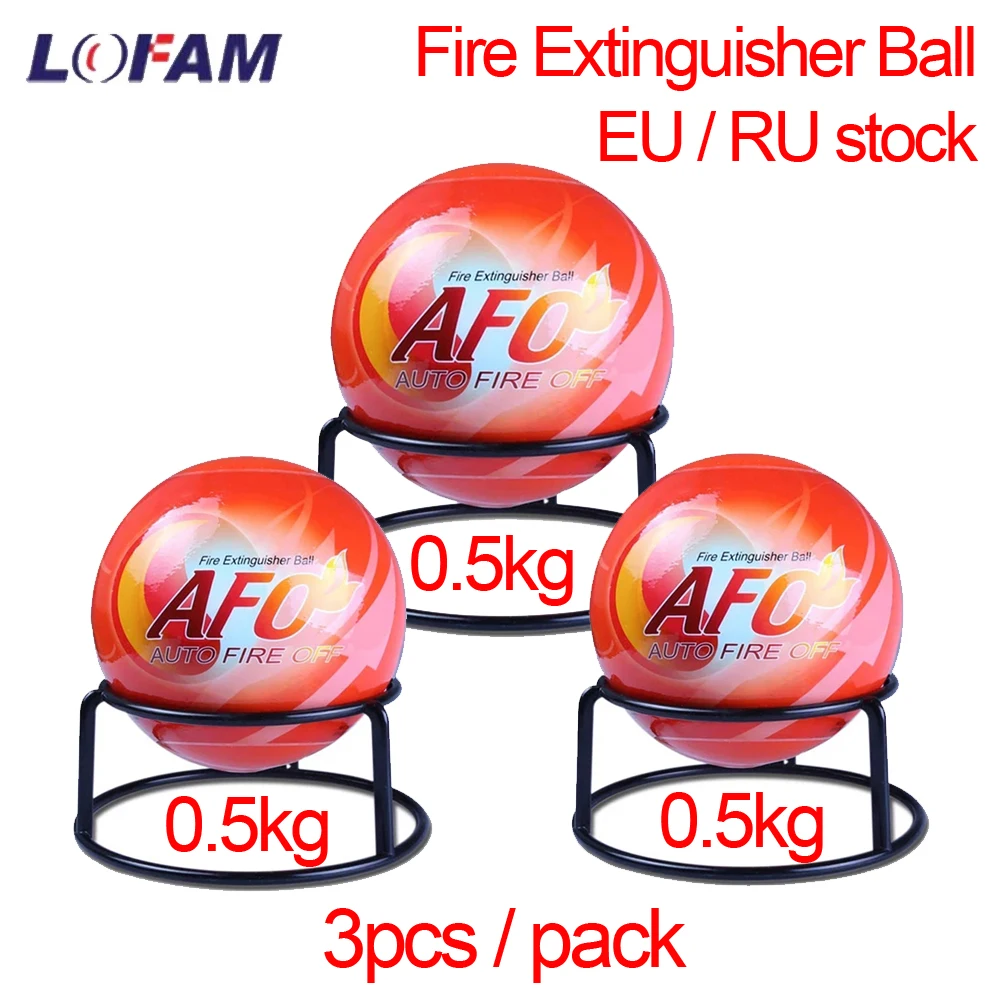 EU / RU Stock Fire Extinguisher Ball Self-acting Fireball for Distribution Box/Socket/House Throw Stop Fire 3pcs/pack 0.5Kg/pc