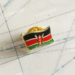 Kenya National Flag Crystal Epoxy Metal Enamel Badge Brooch  Collection Souvenir Gifts  Lapel Pins Accessories  Size1.6*1.9cm