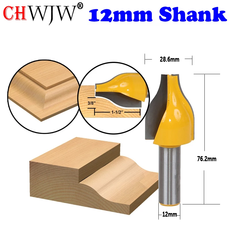CHWJW 1PC 12mm Shank Panel Raiser Router Bit - Vertical - Ogee Bead - cutter woodworking bits wood milling cutter