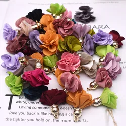 30*25mm Fabric Flower Tassel Pendants for Jewelry Making DIY Bracelet Earring Tassel Keychain Earring Making Accessories Jewelr