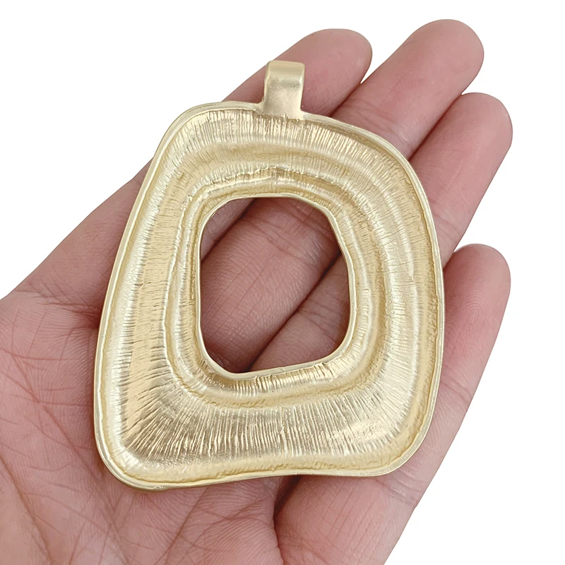 1 x Boho Large Open Irregular Matt Gold Color Charms Pendants for Necklace Jewelry Making Findings Accessories