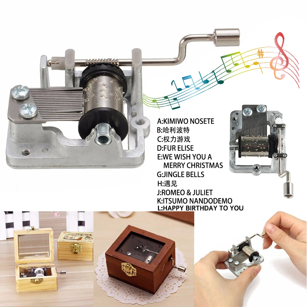 Mini Music Box Hand Cranking Music Movement Transparent DIY Music Box for Christmas Gift Festival Christmas A Variety Of Music