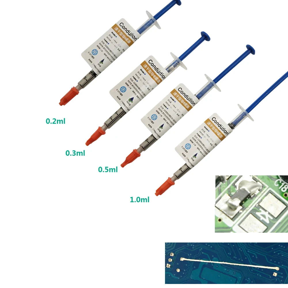 

DIY Conductive Paint Adhesive Conductive Glue Silver for PCB Repair Board Connectors Paste Wire Electrically 0.2/0.3/0.5/1.0ML