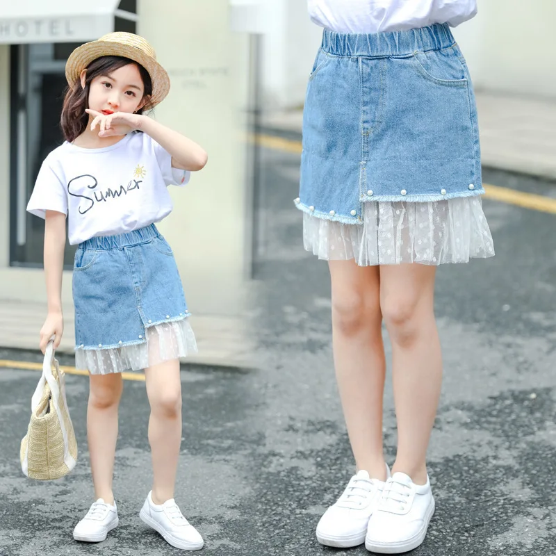 Kids Shorts for Girls Shorts Skirt Children Denim Short Skirt Fashion 2023 Summer Casual Teenage Short A-line Skirt 10 12 Year