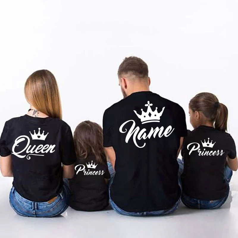 

T shirt KING QUEEN PRINCE PRINCESS Family Matching Clothes daddy mommy baby Father Daughter kids cotton Family Look Clothes