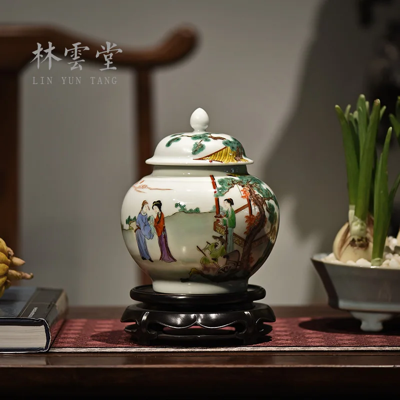 hand-painted colors of western characters caddy jingdezhen ceramic seal tank storage tank furnishing articles by hand