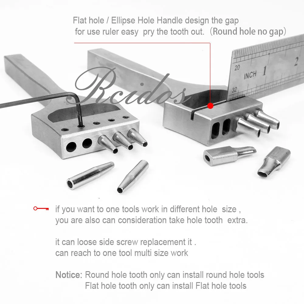 RCIDOS Watch belt flat hole Puncher,,Ellipse Hole/Watchband Round 5hole cutter,Hole Center Distance 6.5mm,3x2/4x2/5x2/5x2.5mm