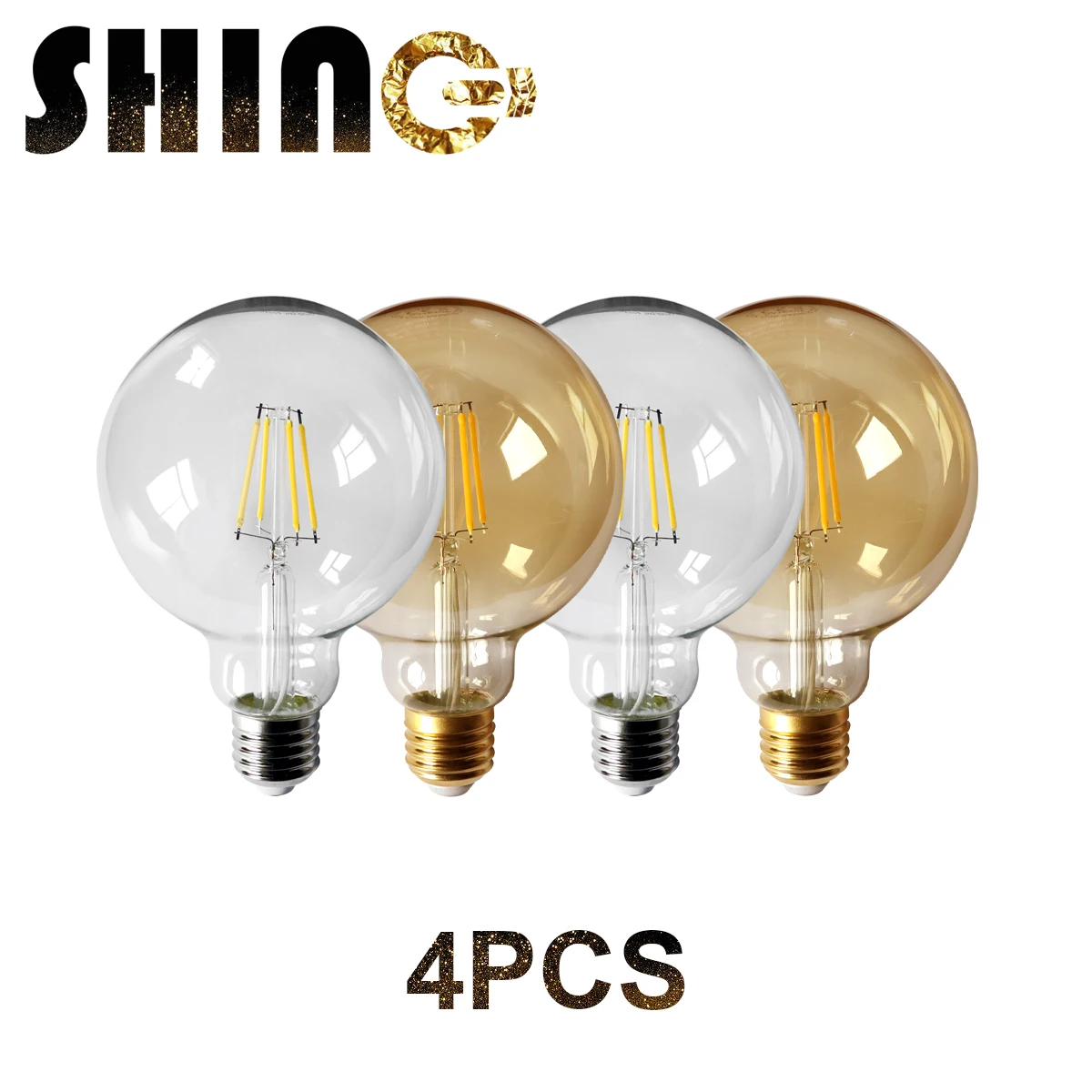 4pcs/lot 2022 Rushed Sale Ce Rohs Decor Retro Edison Led Filament Bubble Ball Bulb G95 E27 6w 220v For Home Bedroom Decoration