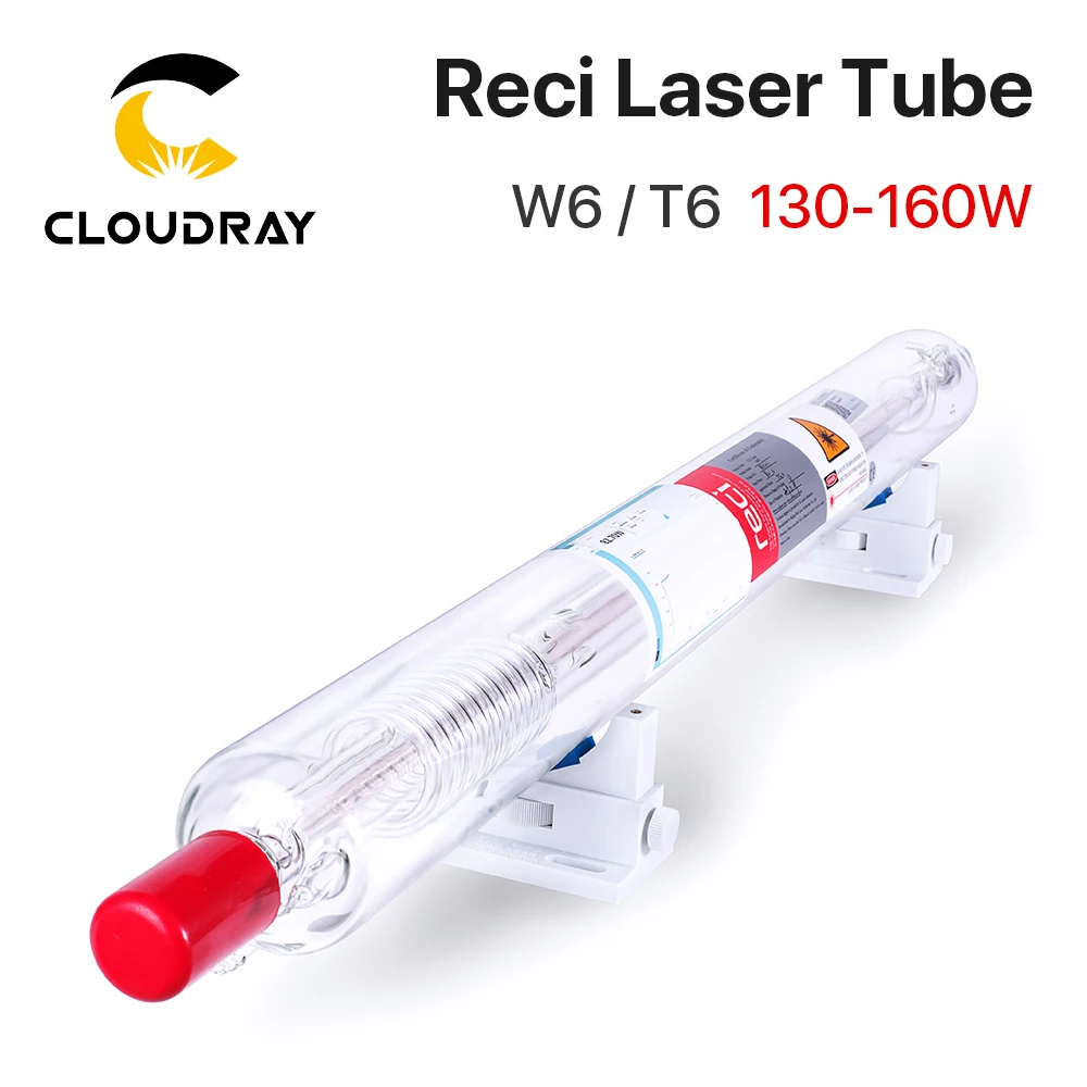 Cloudray Reci-Tube laser CO2 W6/T6 130-160W, boîte d\'emballage en bois, diamètre Station d\'accueil pour machine de découpe et gravure laser CO2, Z6,