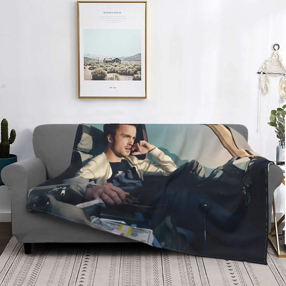 Jesse Pinkman Aaron Paul Blanket Velvet Summer Breaking Bad Lightweight Throw Blanket for Sofa Bedroom Bedding Throws