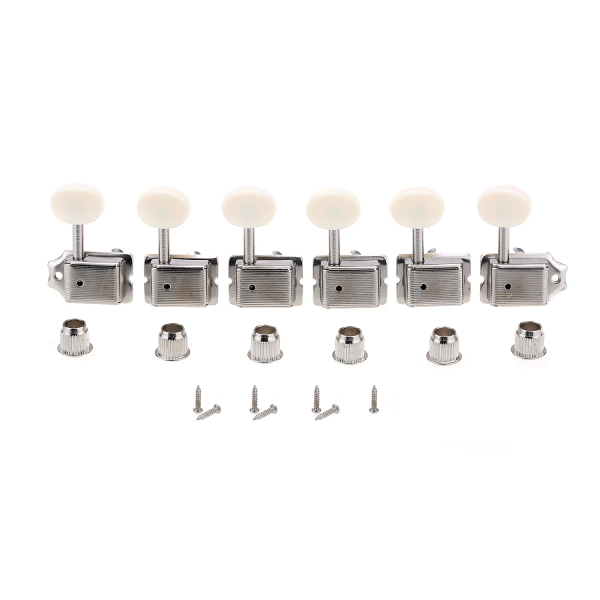 Musiclily Pro Vintage 6-in-Line Guitar Tuners Machine Heads Tuning Pegs Keys for Squier Classic Vibe Fender ST/Tele, Nickel