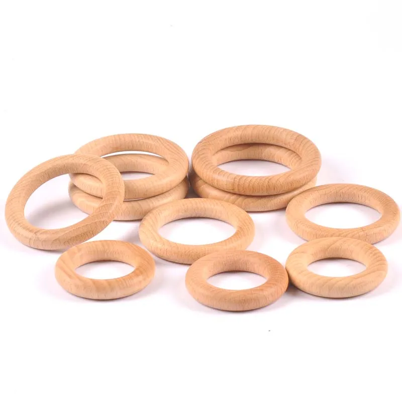 2pcs Natural beech Wood Circle DIY Crafts Embellishment For Wooden Ring Children Kids Teething Ornaments 40/50/55/60/65/70mm