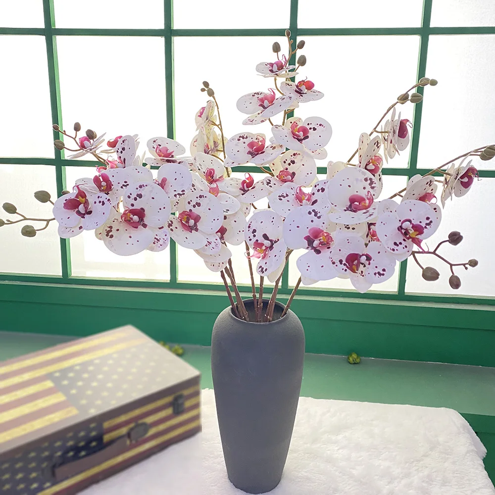 Artificial Butterfly Orchid Latex Flowers Fake Flower Branch for Home Table Desktop Center Decoration Party Festival Flores