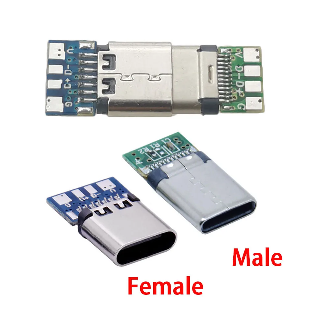 

50PCS USB 3.1 Type C Connector 14 Pin Female Socket 24Pin Male Plug PCB USB-C Power Port Charging Jack Connector