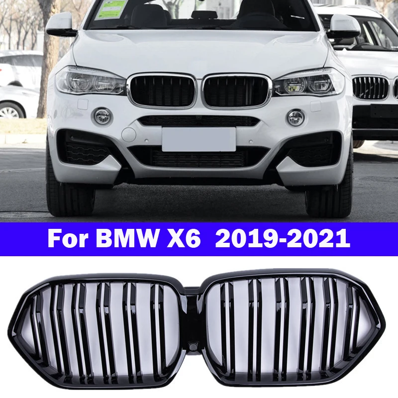 

Центральная решетка для стайлинга автомобиля для BMW X6 G06 X6M 2019-2021, решетка переднего бампера из АБС-пластика, автоматическая вертикальная планка, средняя решетка