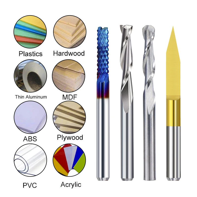 XCAN-Kit de brocas de grabado CNC, vástago de 1/8 pulgadas, fresas de carburo, herramientas de fresado para carpintería