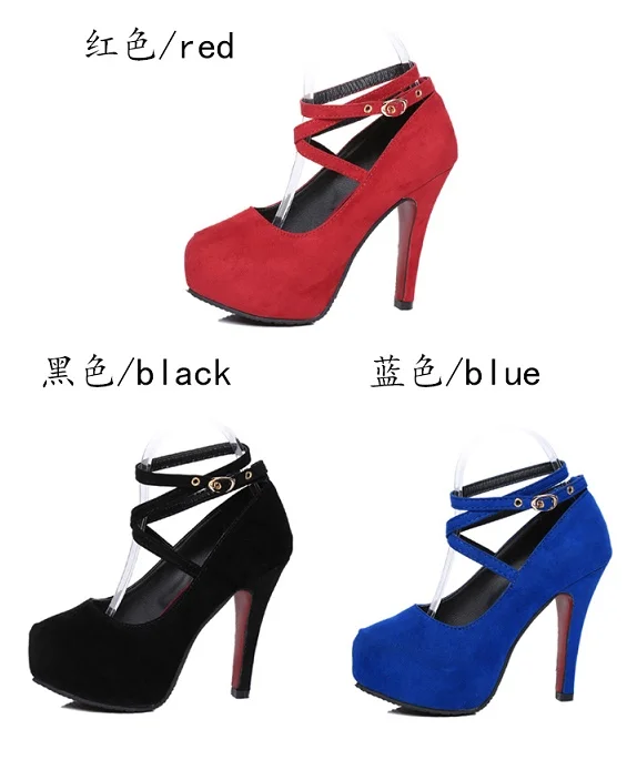 Red Black Super High Heel Stiletto Ladies Dress Pumps Fashion Cross Strap Party Platform Sandals Women\'s Scarpins Shoes EU34-42