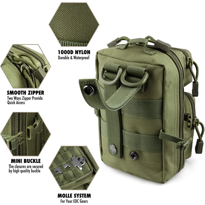 Outdoor Molle Utility Pouch EDC Tool Pouch Phone Pack Mini Waist Bag Medical IFAK Pack Mini Hunting Chest Bags