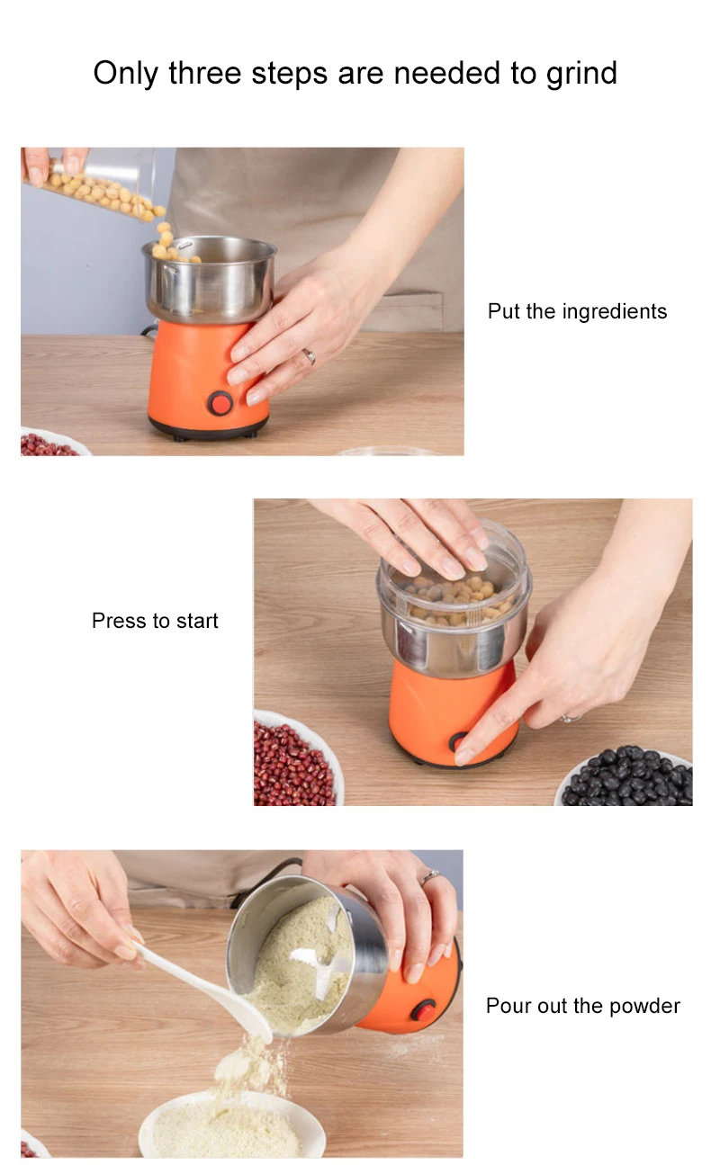 Electric Coffee Grinder Stainless Steel Blade Herb Nuts Crusher Powder Mill Grains Chopper Cafe Beans Spices Grinding Machine EU