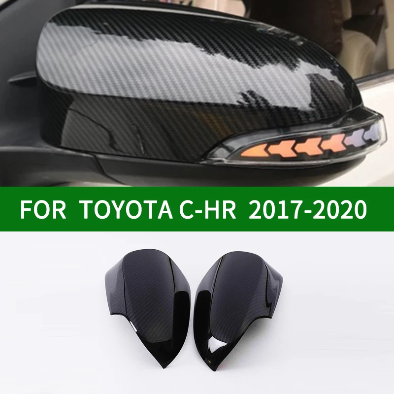 

For TOYOTA C-HR 2017-2020 car Rearview mirror cover trim, CHR accessories black carbon fibre Side Turn Signal Mirror Covers 2018